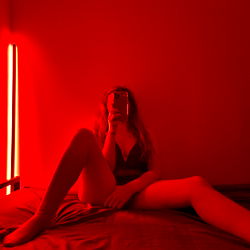 Red Neon Light in Bedroom