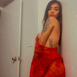 Exotic Model in Red Dress